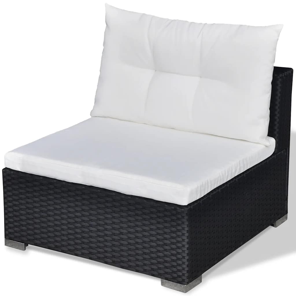 6 részes fekete polyrattan kerti ülőgarnitúra párnákkal