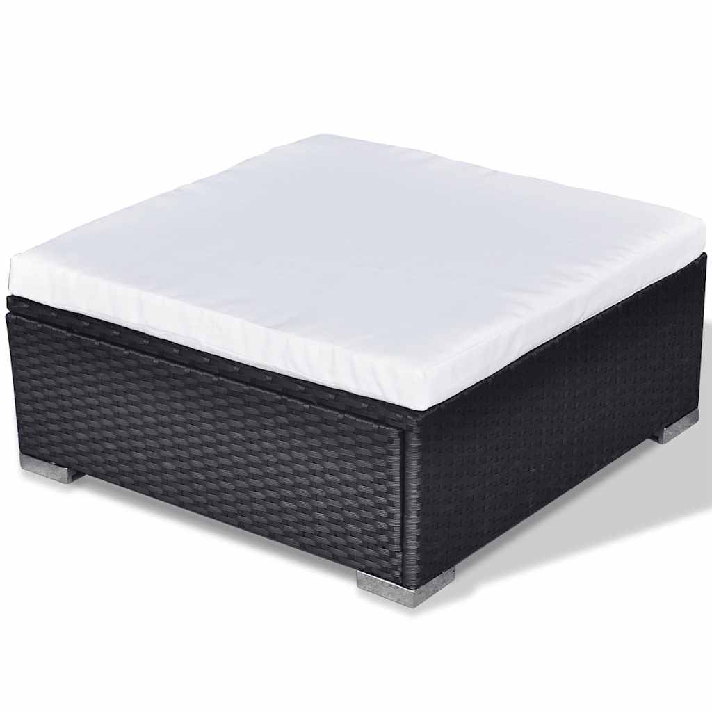 6 részes fekete polyrattan kerti ülőgarnitúra párnákkal