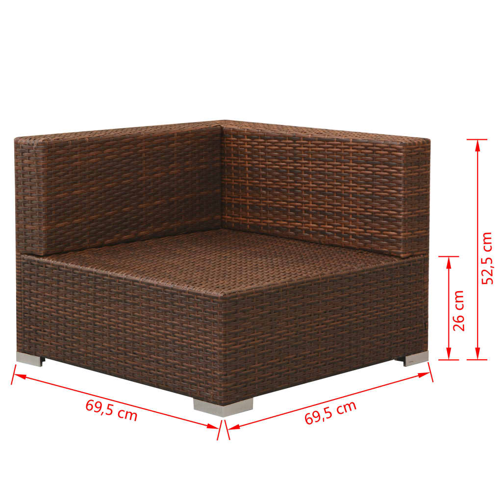 3 részes barna polyrattan kerti ülőgarnitúra párnával