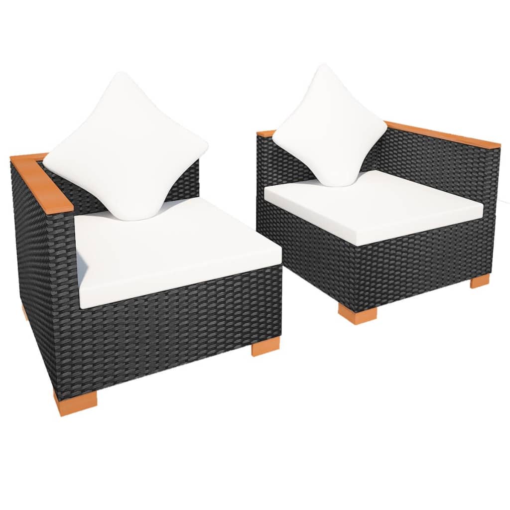fekete polyrattan kerti kanapé