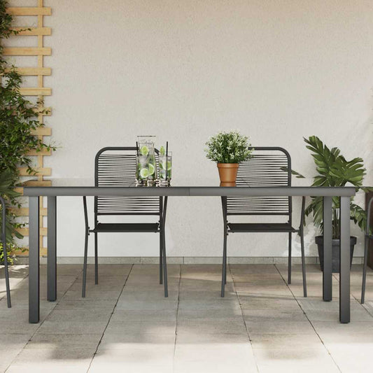 fekete alumínium és üveg kerti asztal 190 x 90 x 74 cm