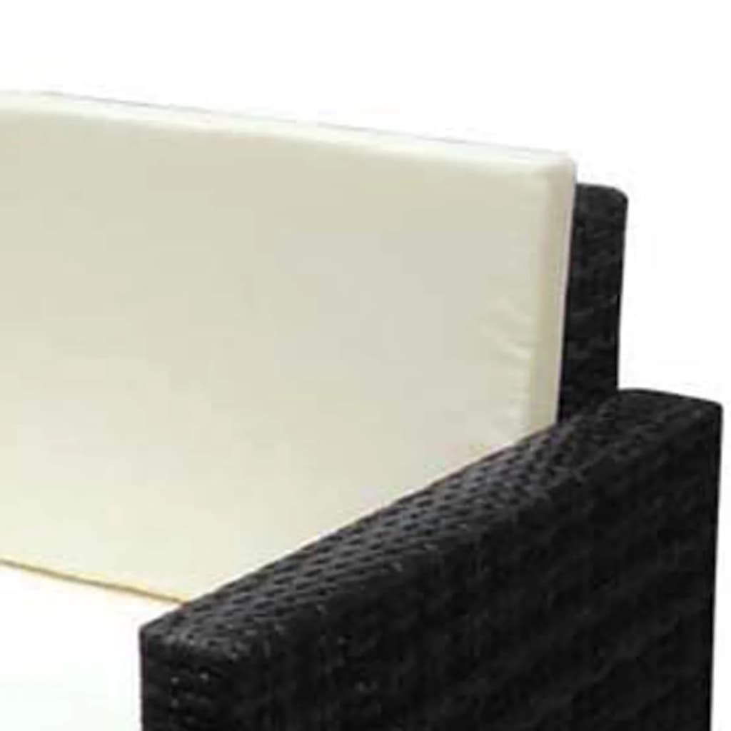 2 részes fekete polyrattan kerti ülőgarnitúra párnákkal