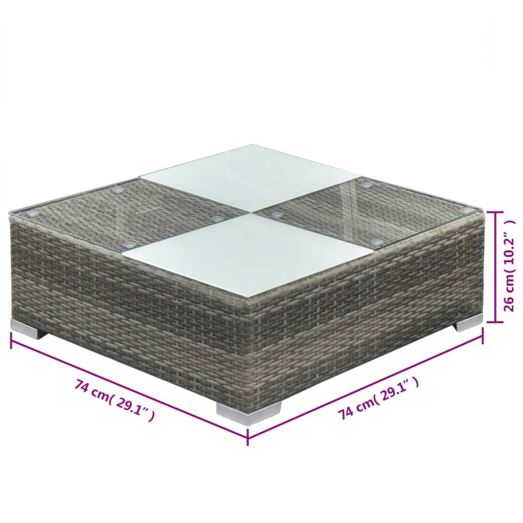 5 részes szürke polyrattan kerti ülőgarnitúra párnákkal