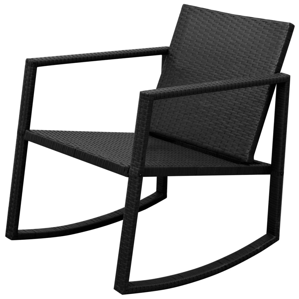 3 darabos fekete polyrattan bisztrószett