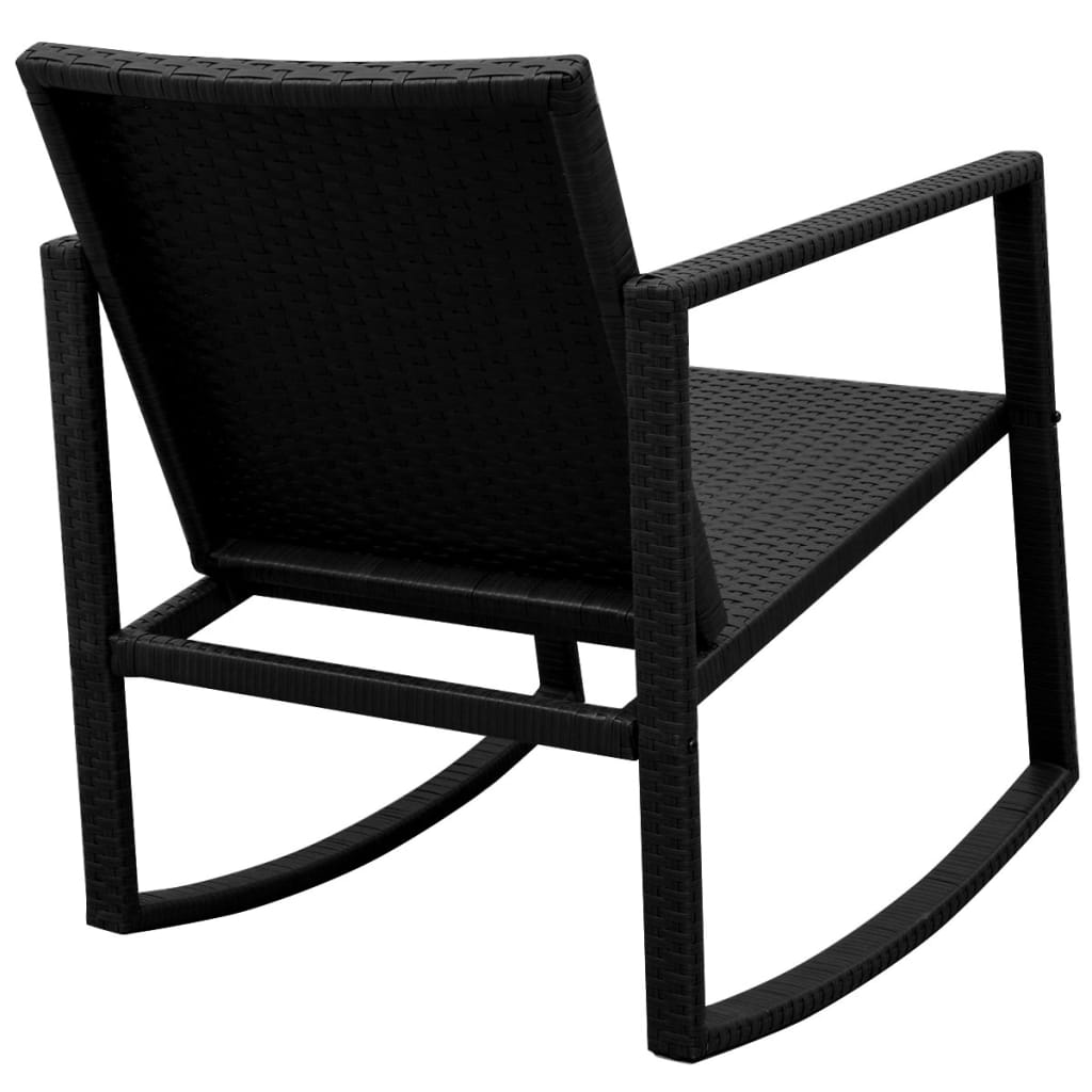 3 darabos fekete polyrattan bisztrószett