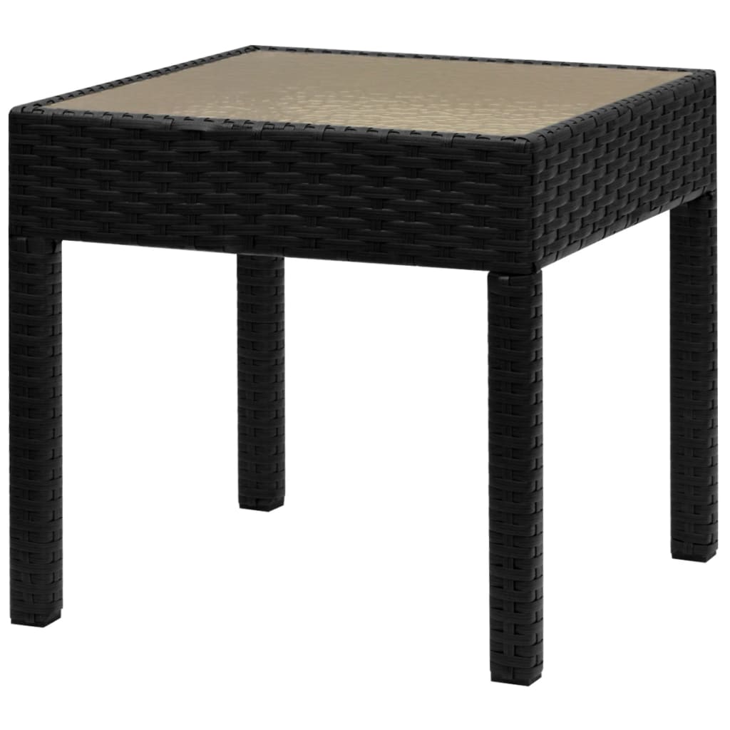 3 darabos fekete polyrattan bisztrószett
