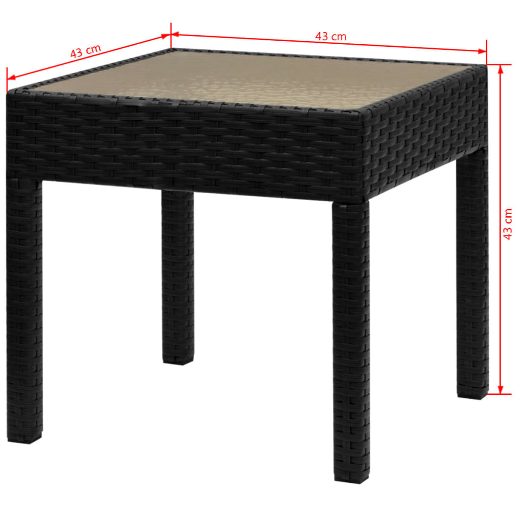 3 darabos fekete polyrattan bisztrószett