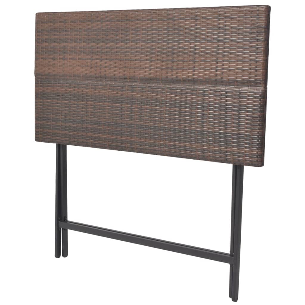 7-részes barna kerti polyrattan/acél összecsukható étkezőszett