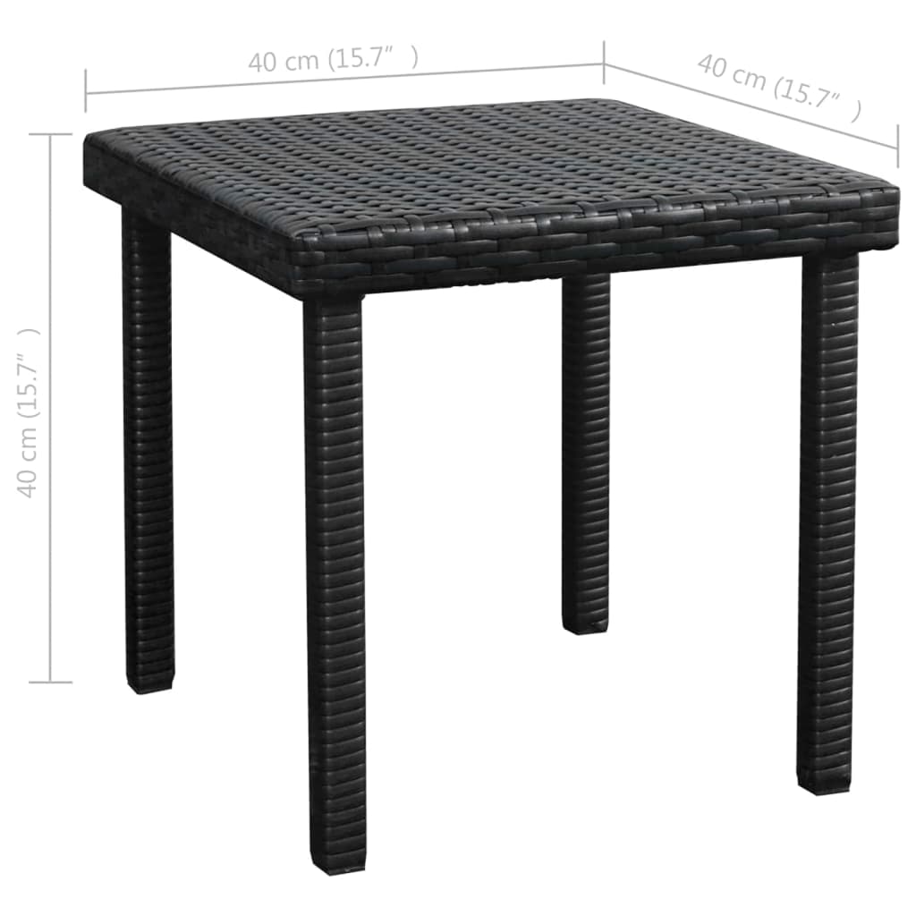 fekete polyrattan napozóágy párnával és asztallal