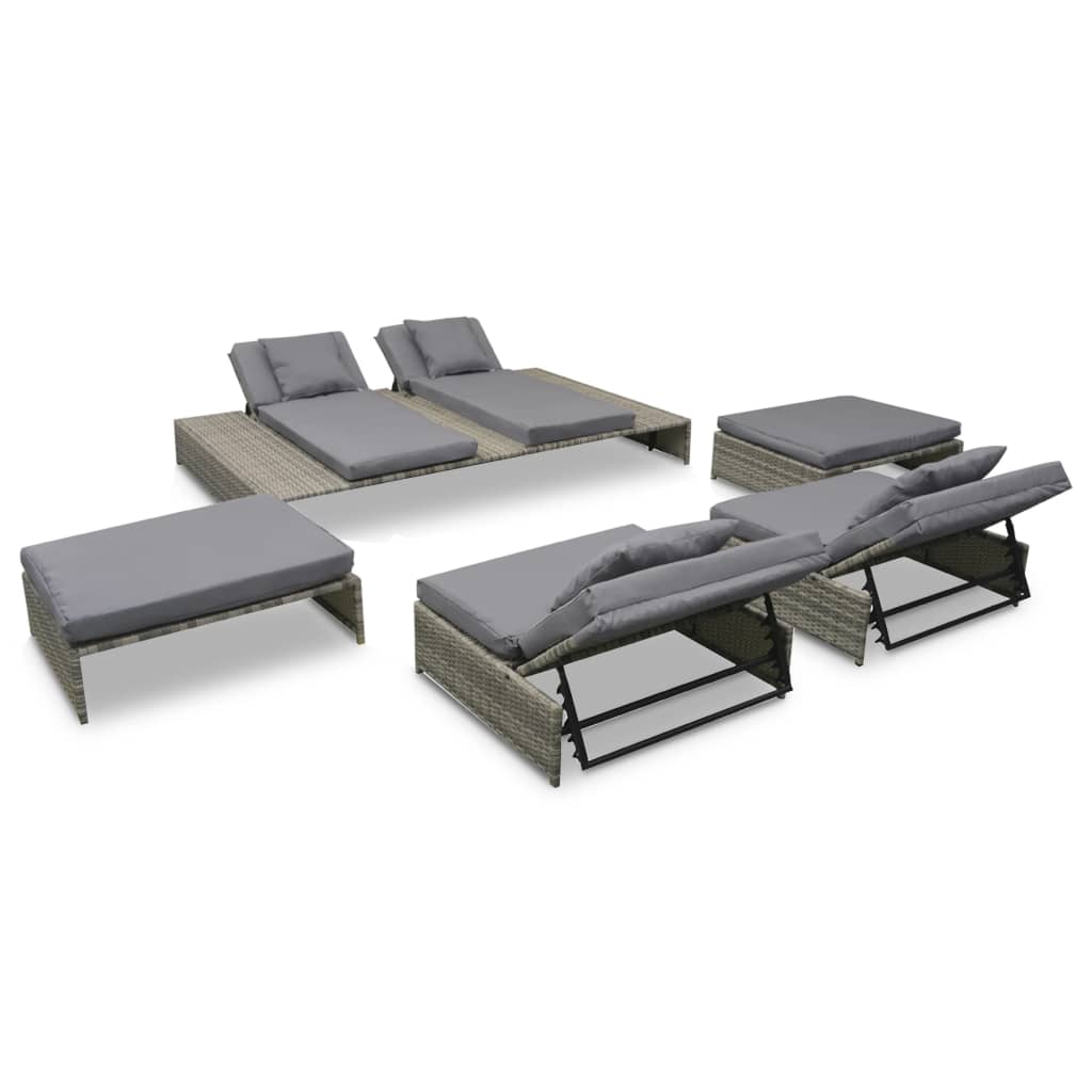 15 részes szürke kültéri polyrattan pihenőszett