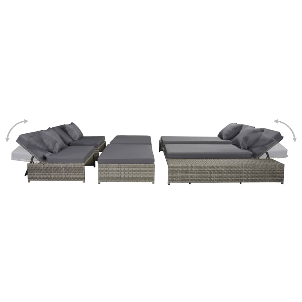 15 részes szürke kültéri polyrattan pihenőszett