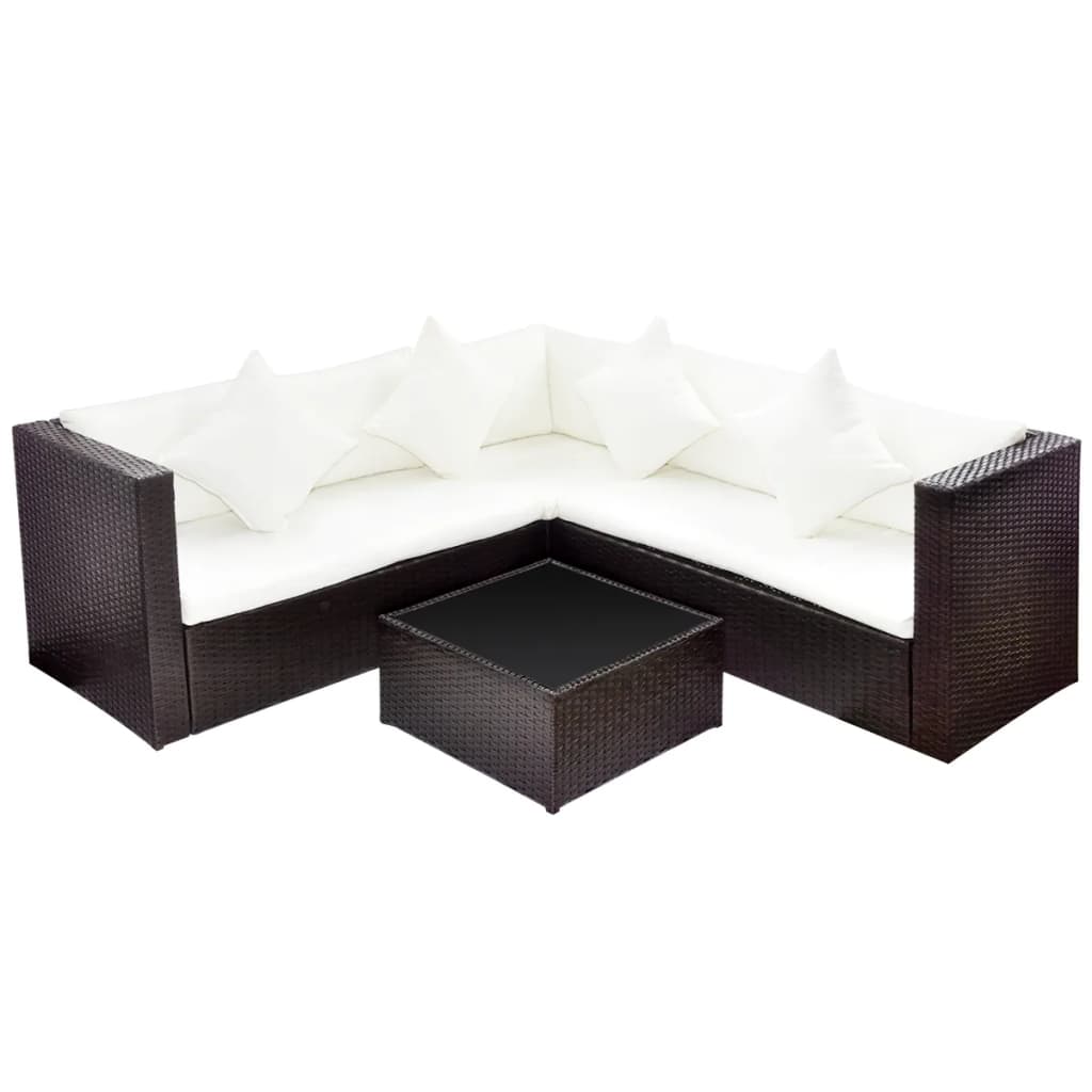4 részes barna polyrattan kerti ülőgarnitúra párnával