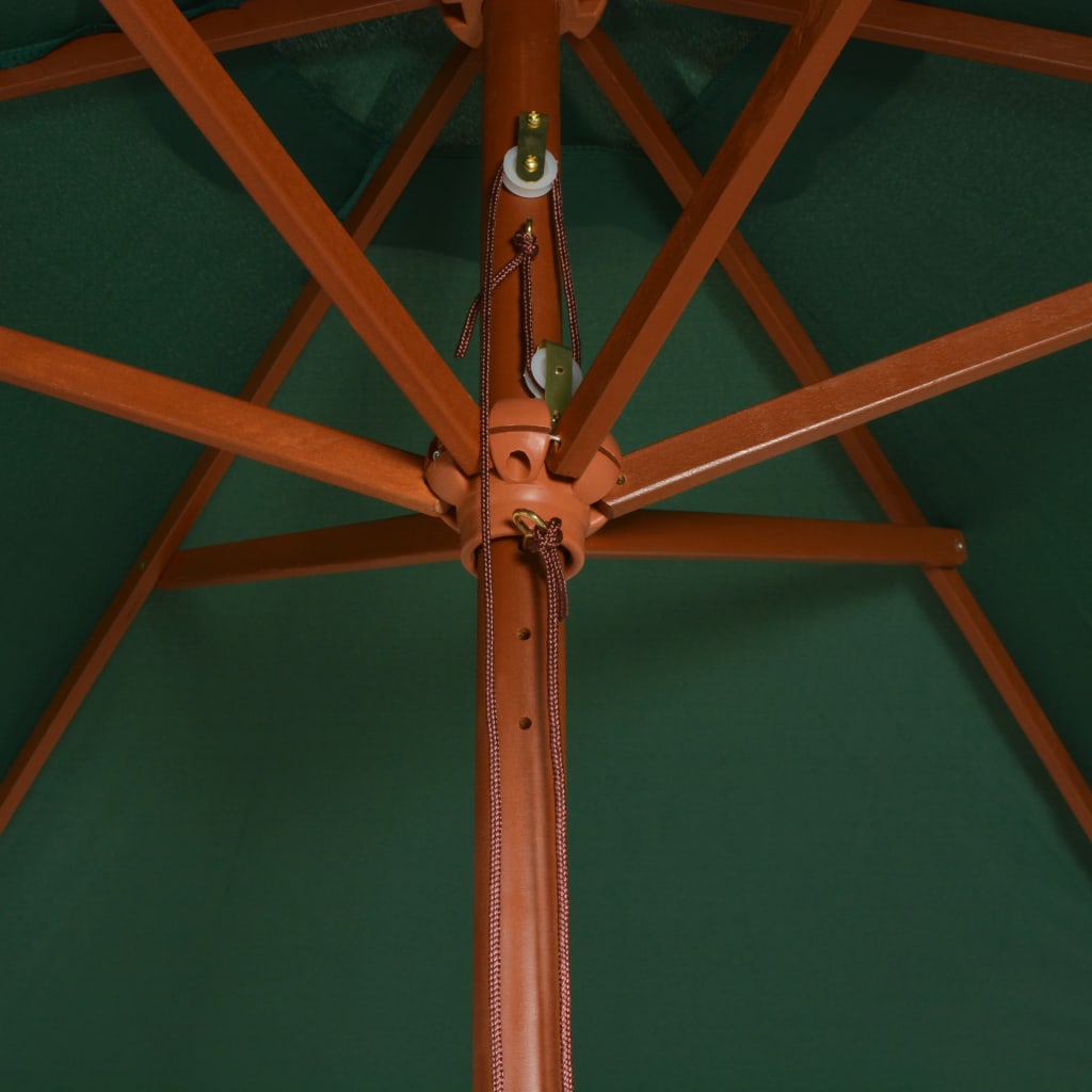 zöld napernyő fa rúddal 270 x 270 cm