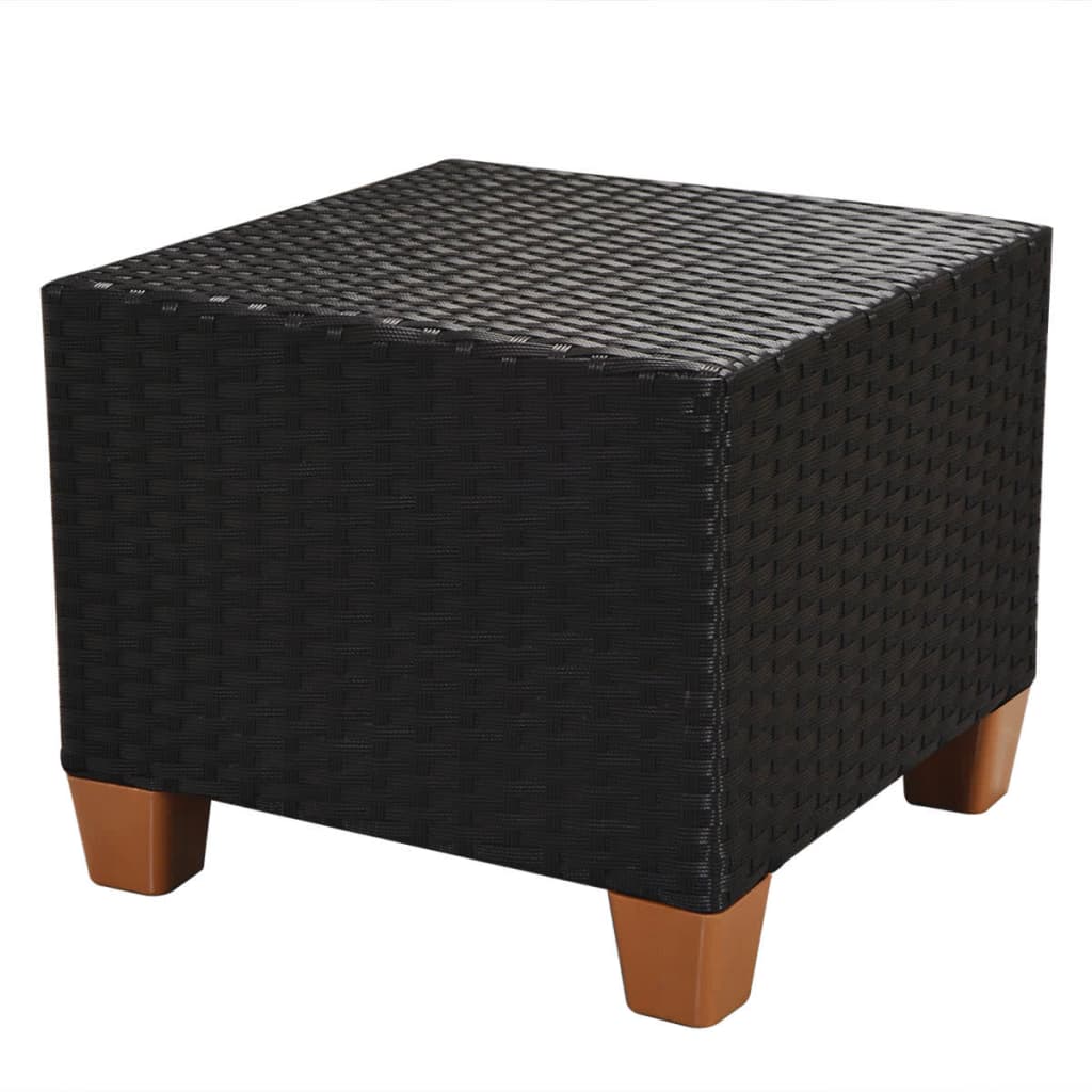 7-részes fekete polyrattan kerti bútorszett párnákkal