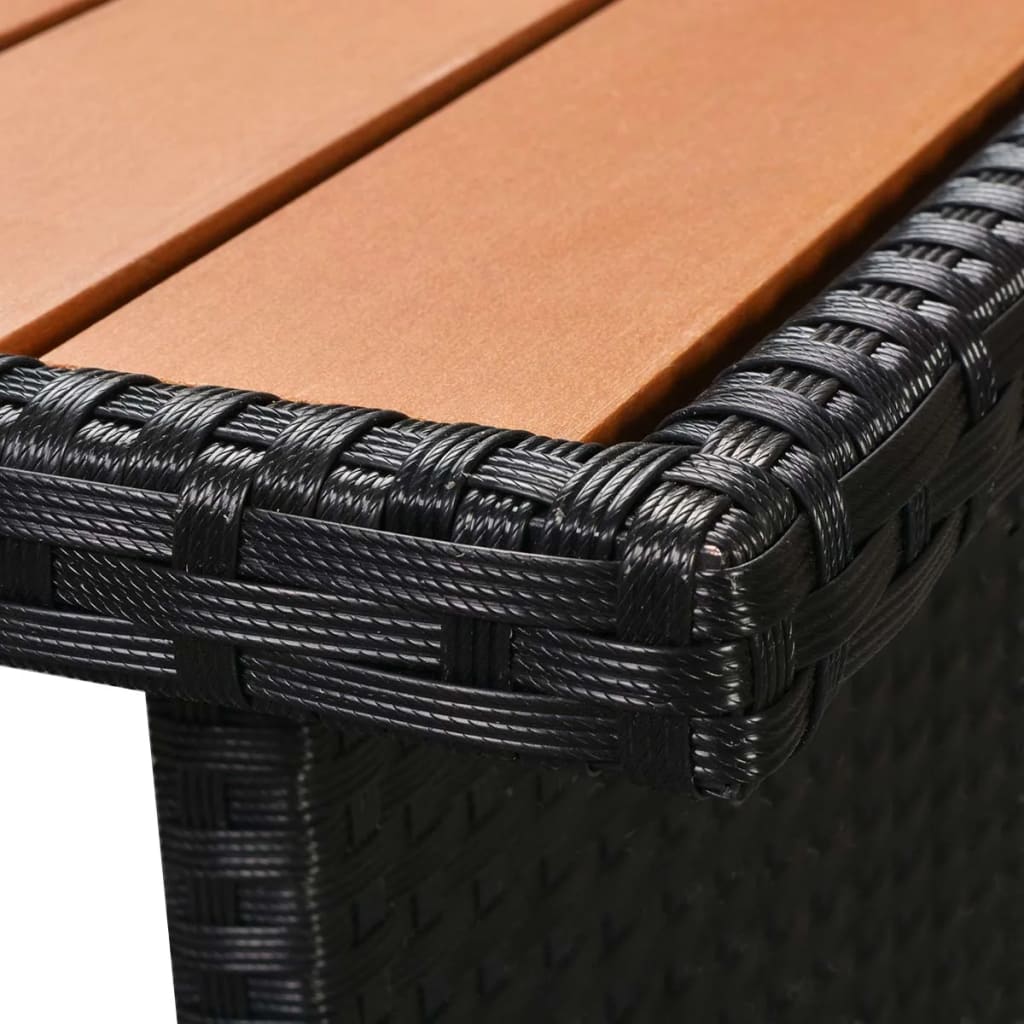 5-részes fekete polyrattan kerti bútorszett párnákkal