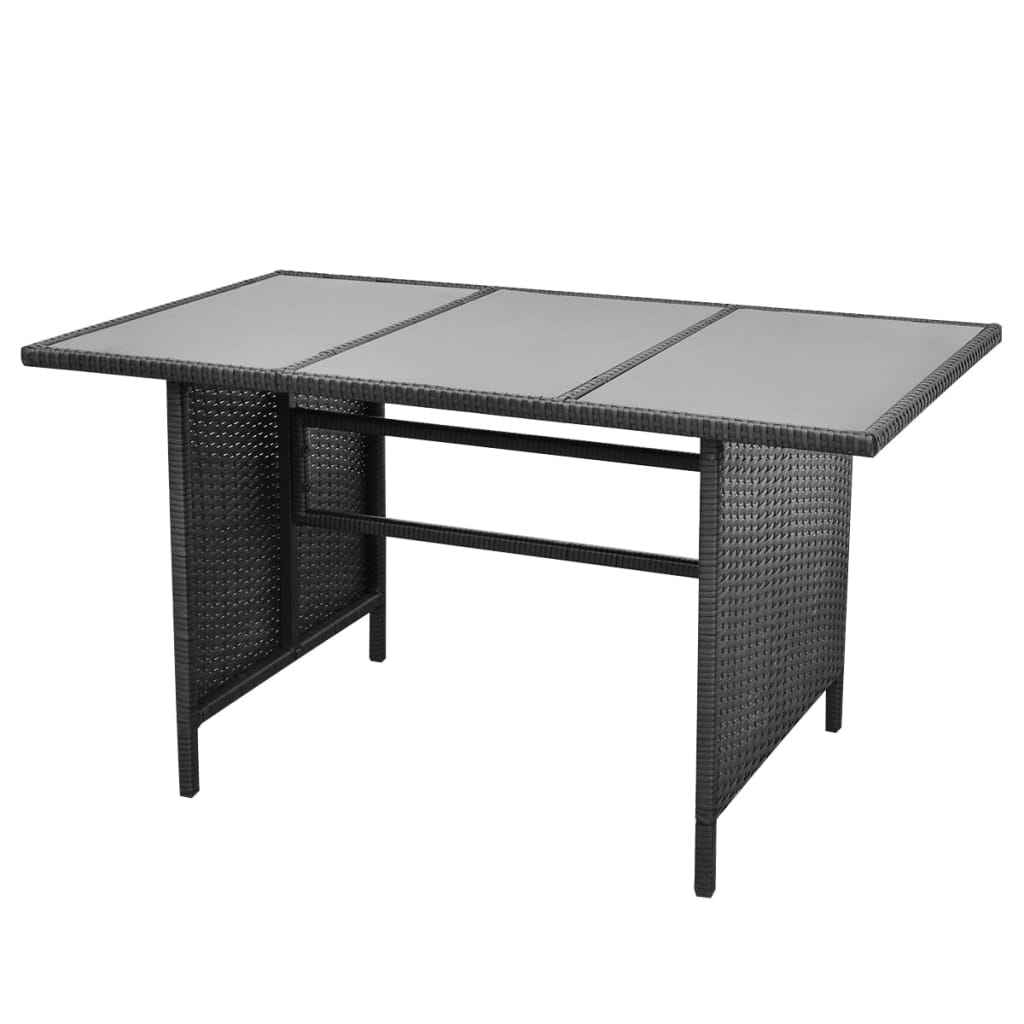 4 részes fekete polyrattan kerti pihenőgarnitúra párnákkal