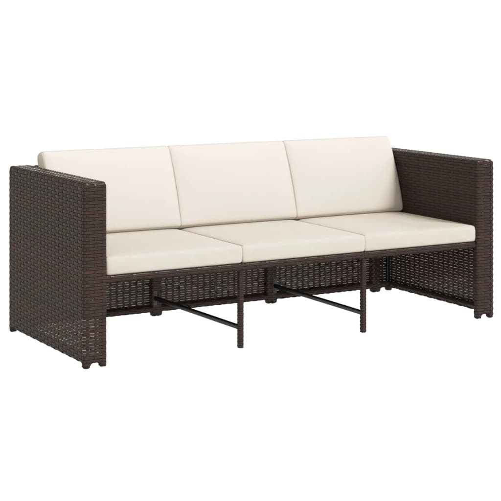 4-részes barna polyrattan kerti bútorszett párnákkal