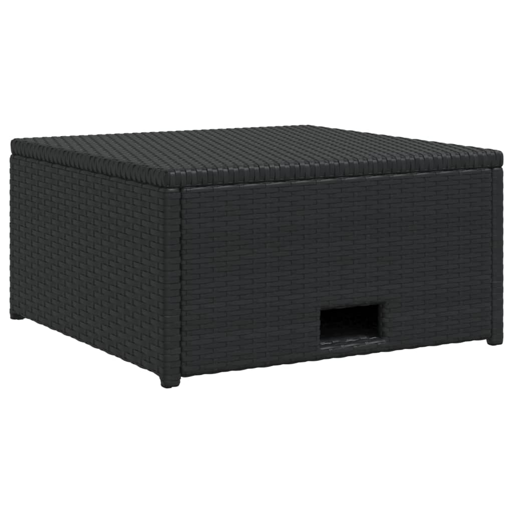 4-részes fekete polyrattan kerti bútorszett párnákkal