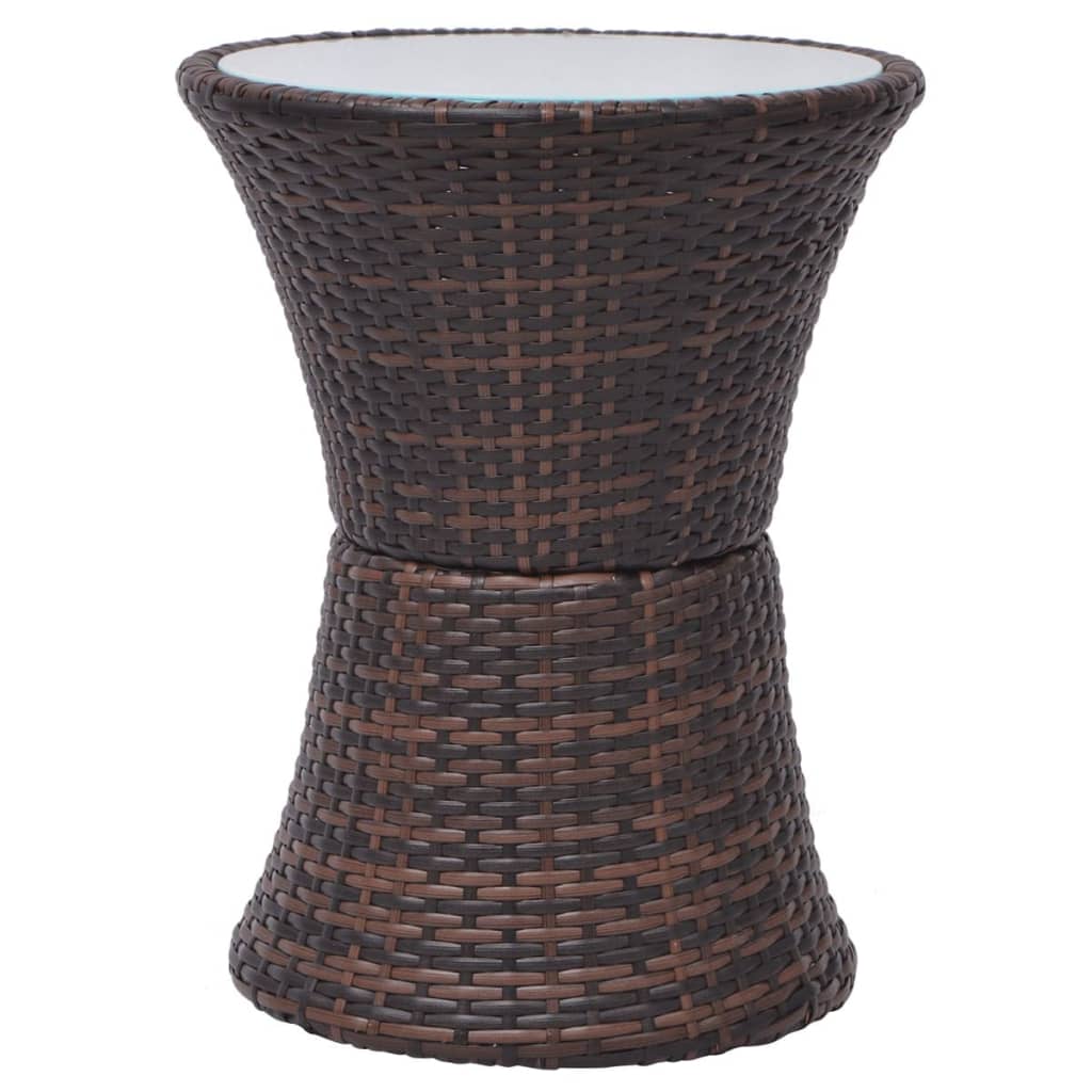 3 darabos barna polyrattan bisztrószett párnákkal