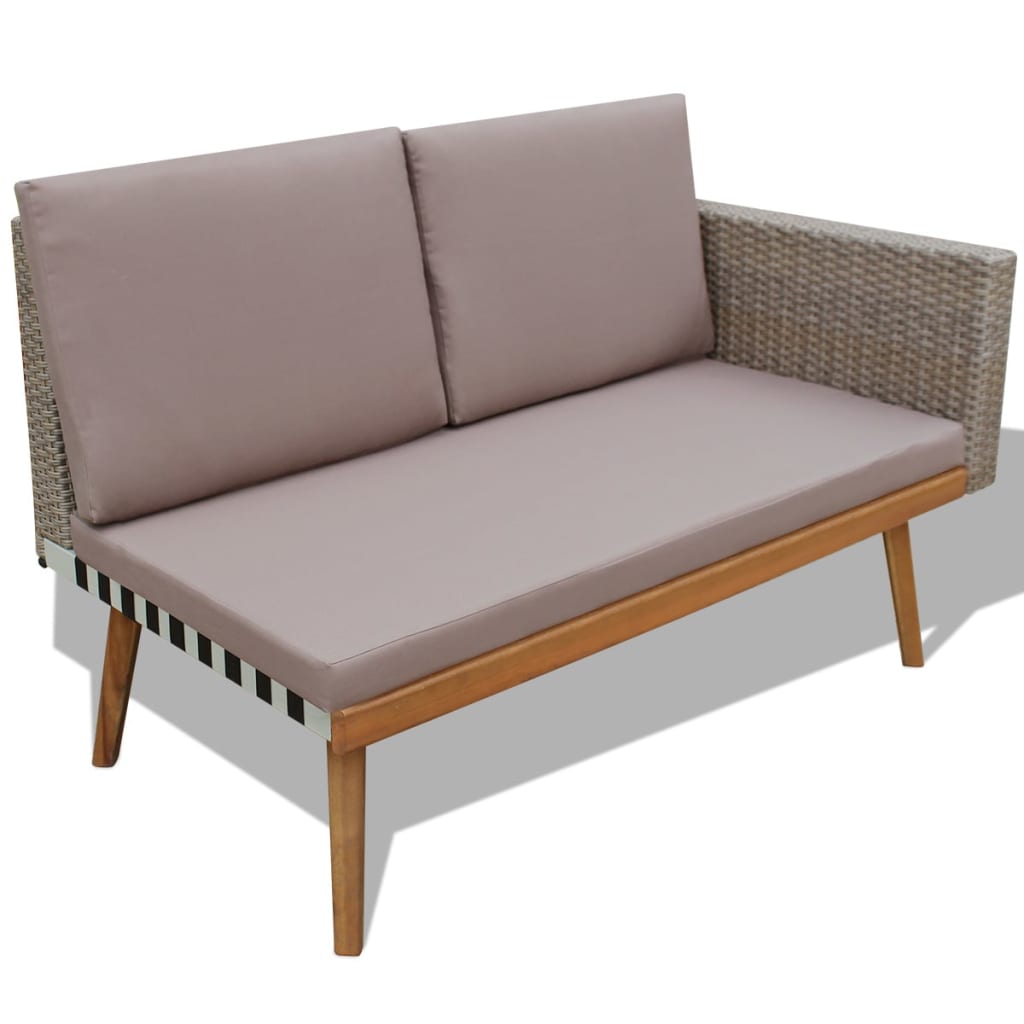 4-részes szürke polyrattan kerti bútorszett párnákkal