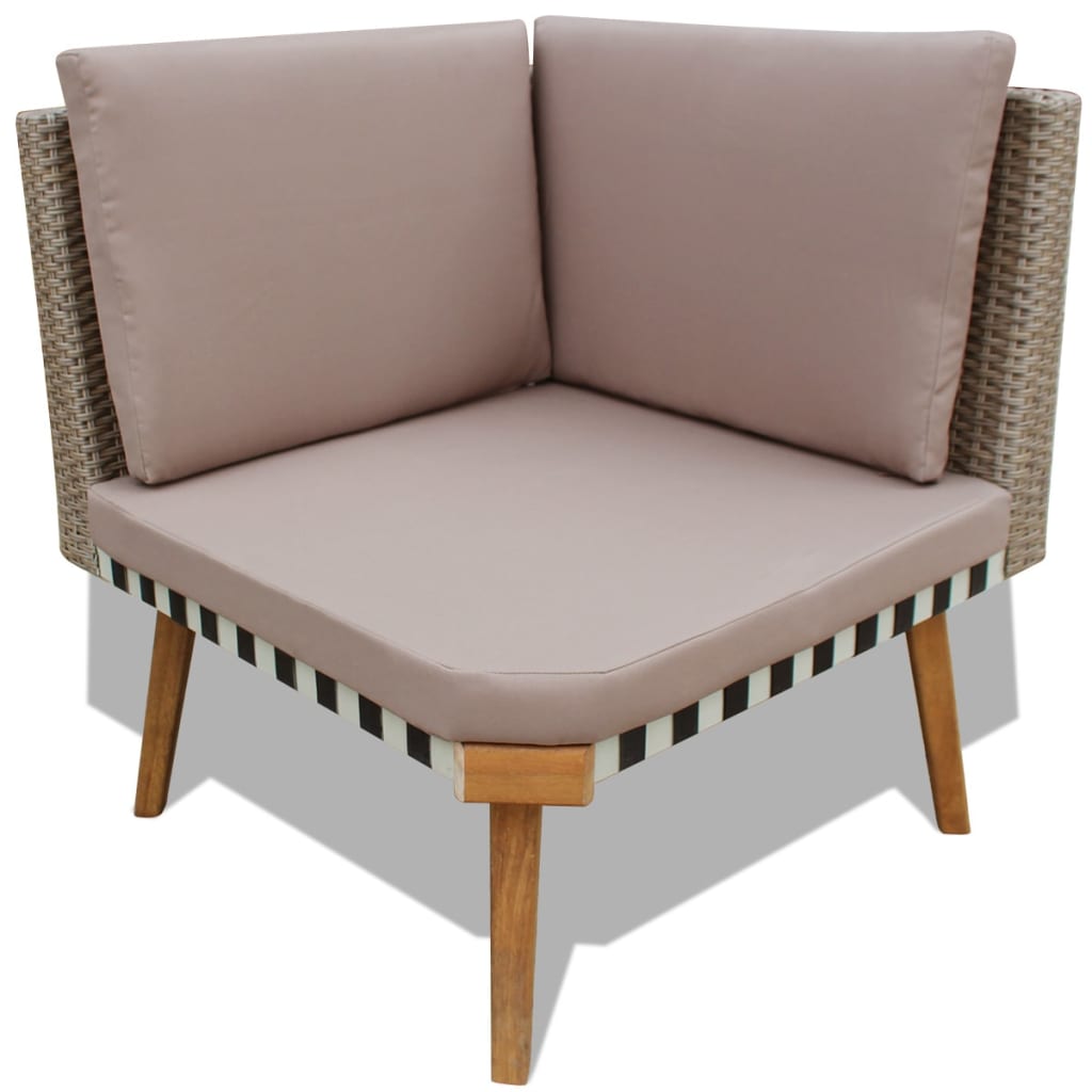 4-részes szürke polyrattan kerti bútorszett párnákkal