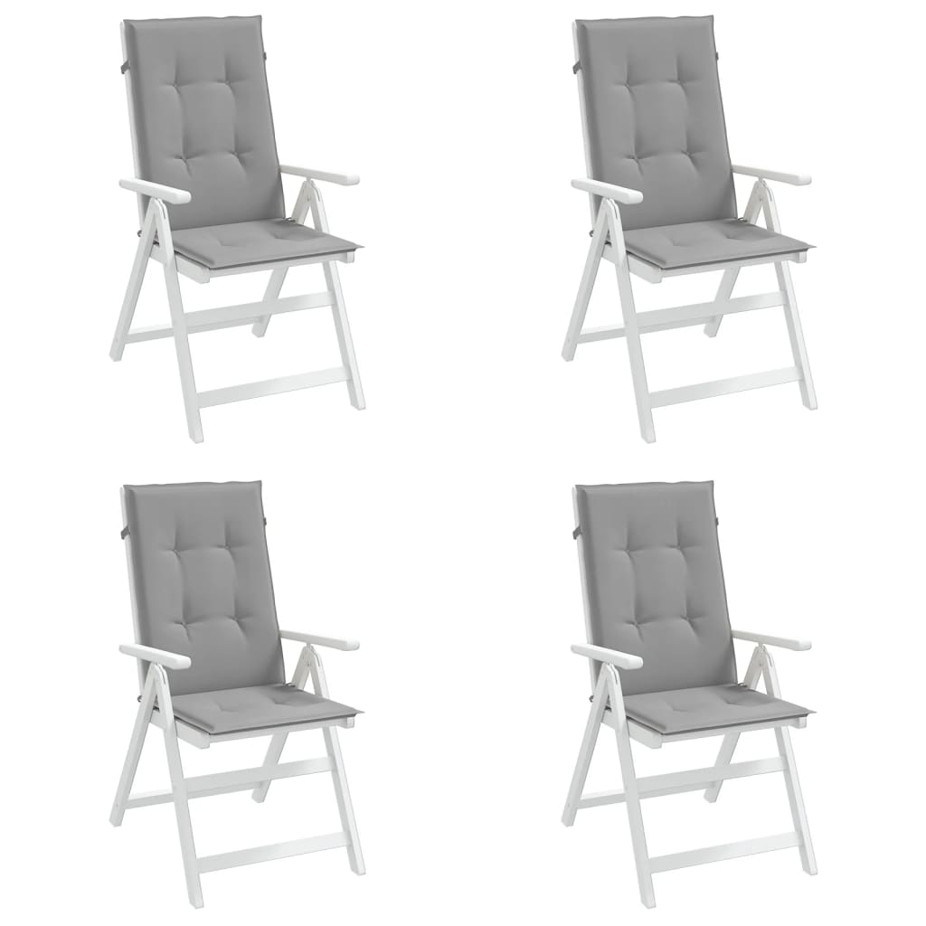 4 db szürke szövet kerti magas háttámlájú székpárna 120x50x3 cm