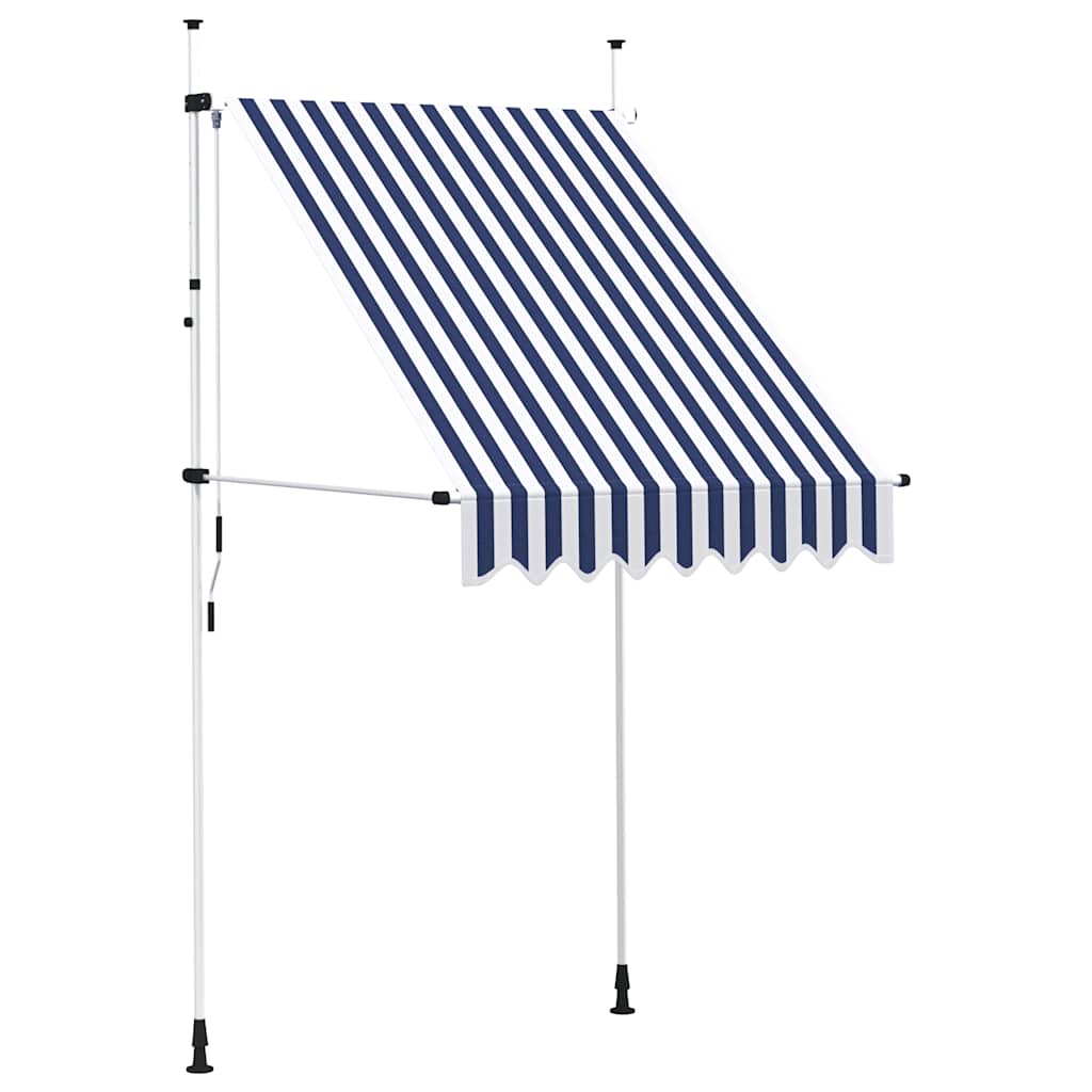 kézzel feltekerhető napellenző kék-fehér csíkokkal 150 cm