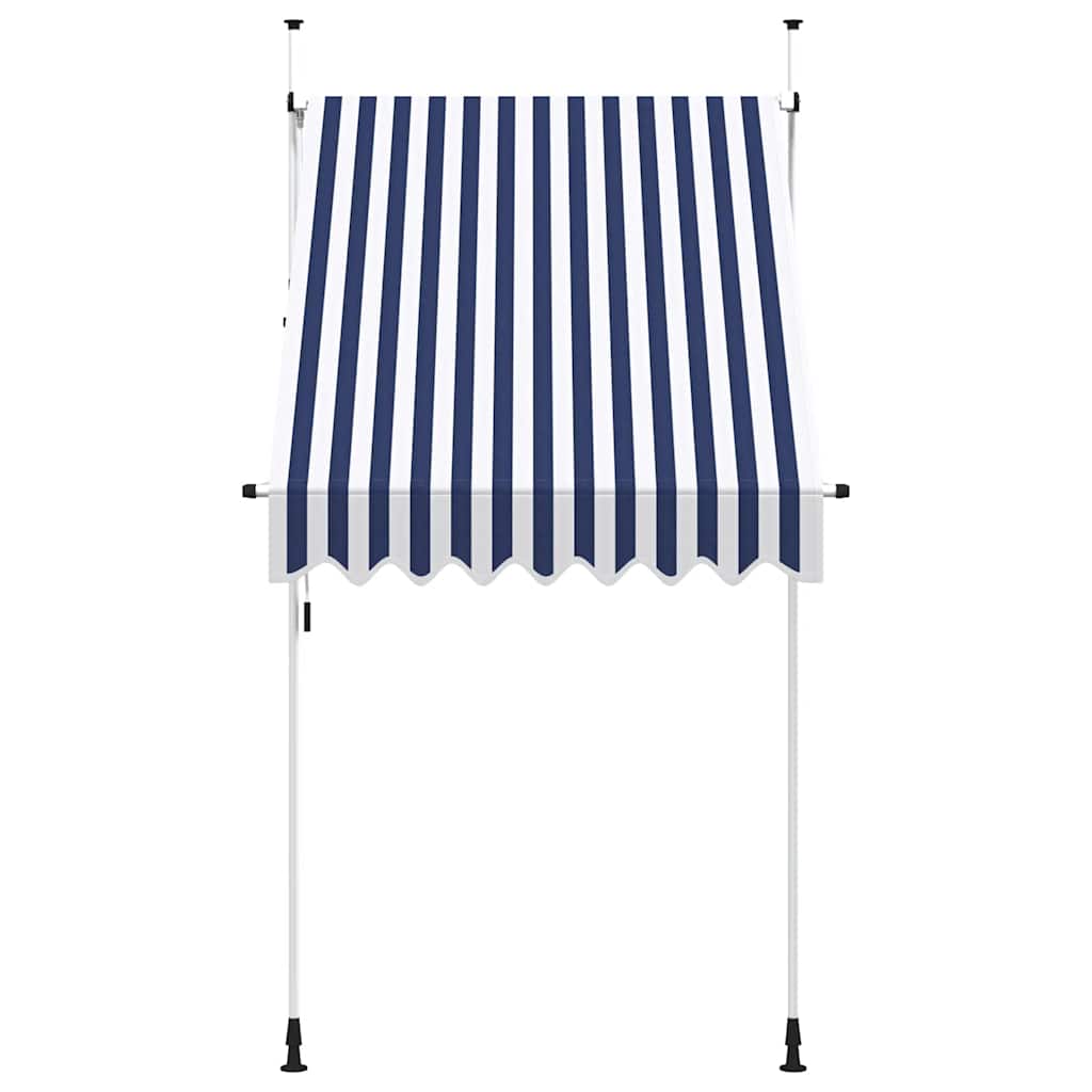 kézzel feltekerhető napellenző kék-fehér csíkokkal 150 cm