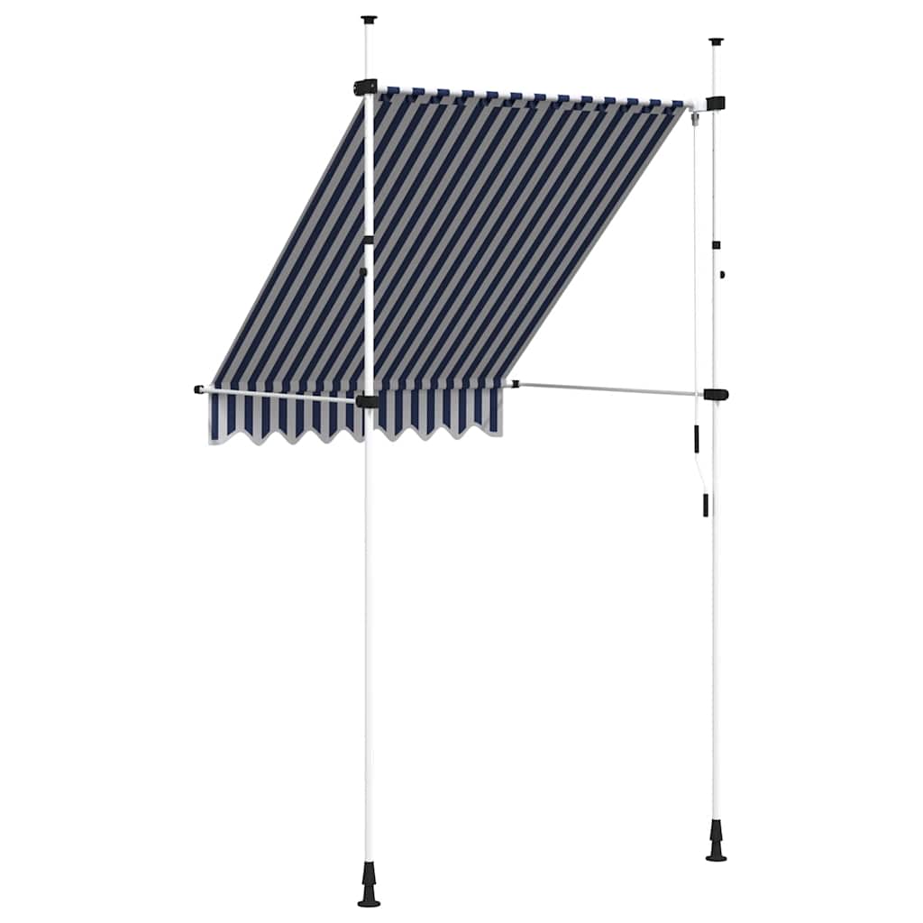 kézzel feltekerhető napellenző kék-fehér csíkokkal 150 cm