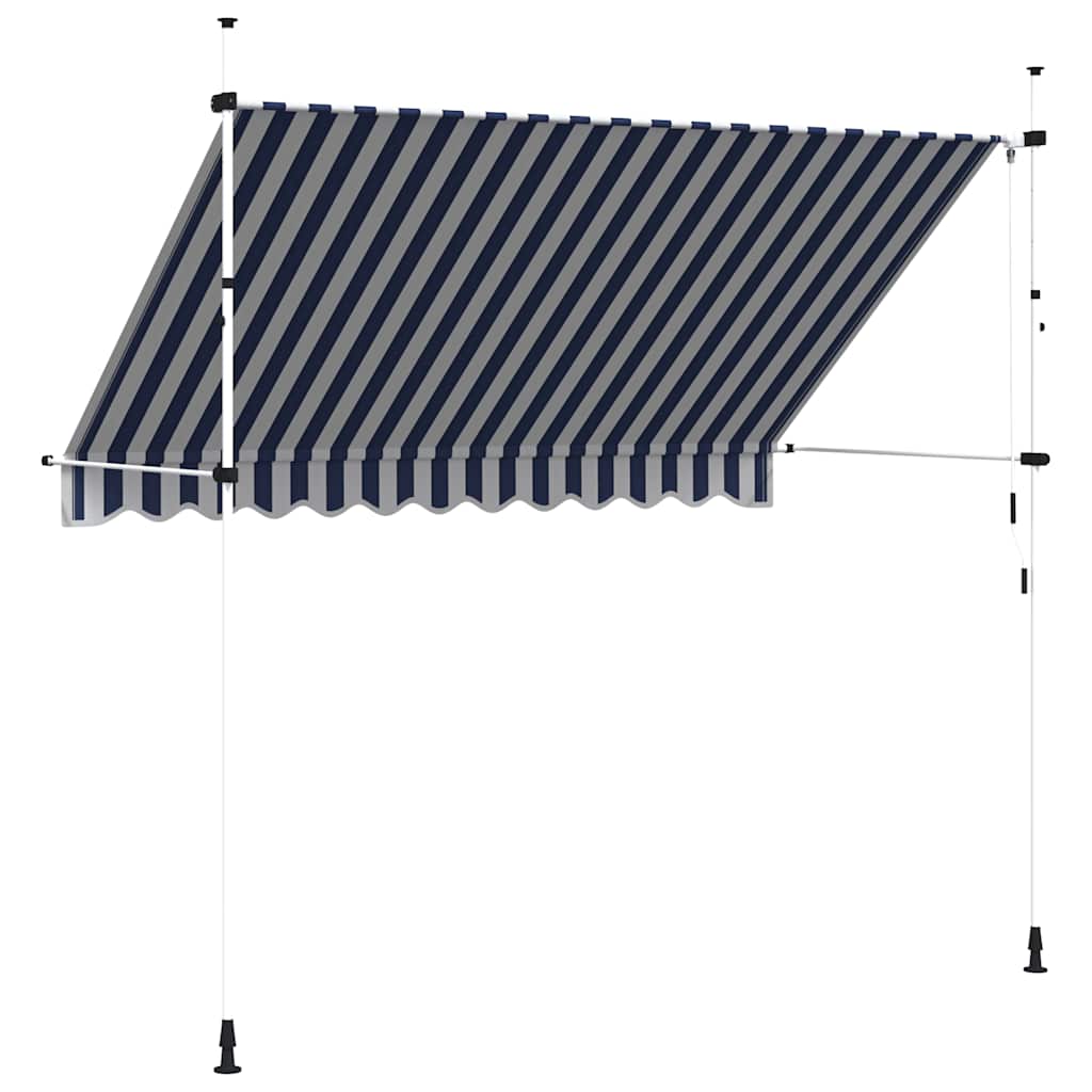 kézzel feltekerhető napellenző kék-fehér csíkokkal 300 cm