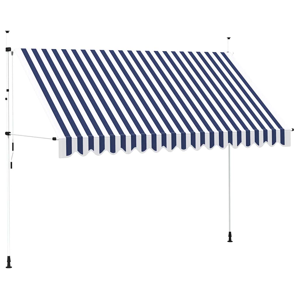 kézzel feltekerhető napellenző kék-fehér csíkokkal 350 cm