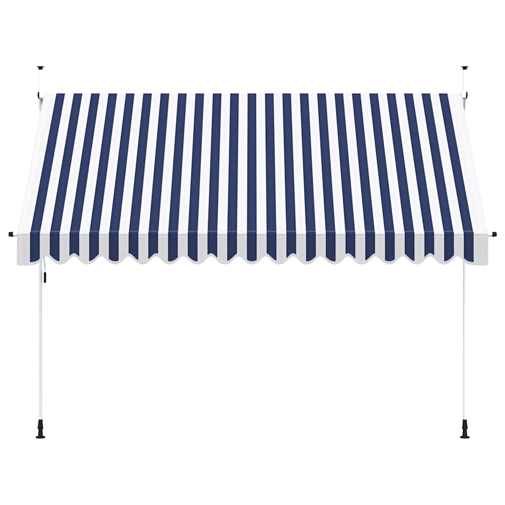 kézzel feltekerhető napellenző kék-fehér csíkokkal 350 cm
