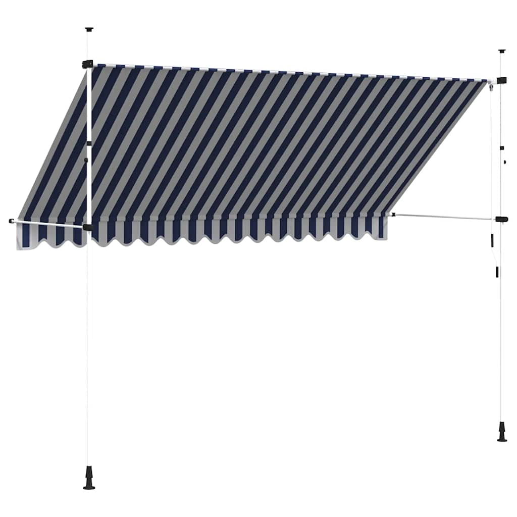 kézzel feltekerhető napellenző kék-fehér csíkokkal 350 cm
