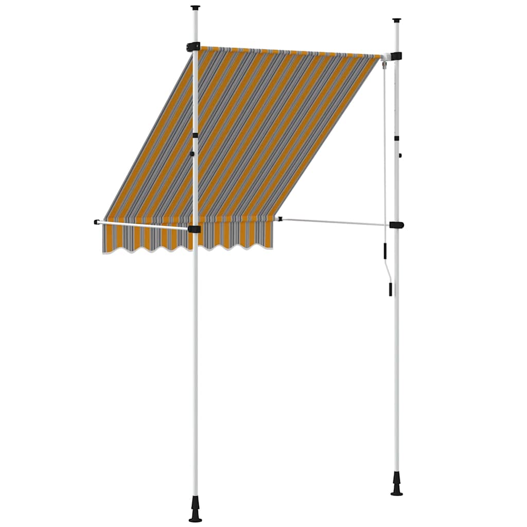 manuális, feltekerhető napellenző kék-sárga csíkokkal 150 cm