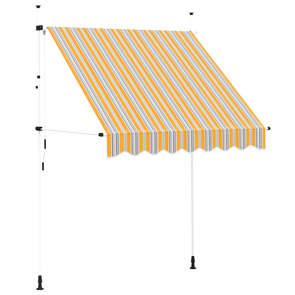 kézzel feltekerhető napellenző kék-sárga csíkokkal 200 cm