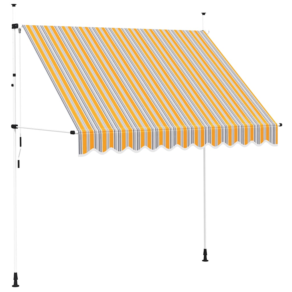 kézzel feltekerhető napellenző kék-sárga csíkokkal 250 cm