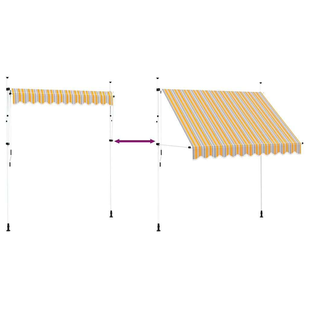 kézzel feltekerhető napellenző kék-sárga csíkokkal 250 cm