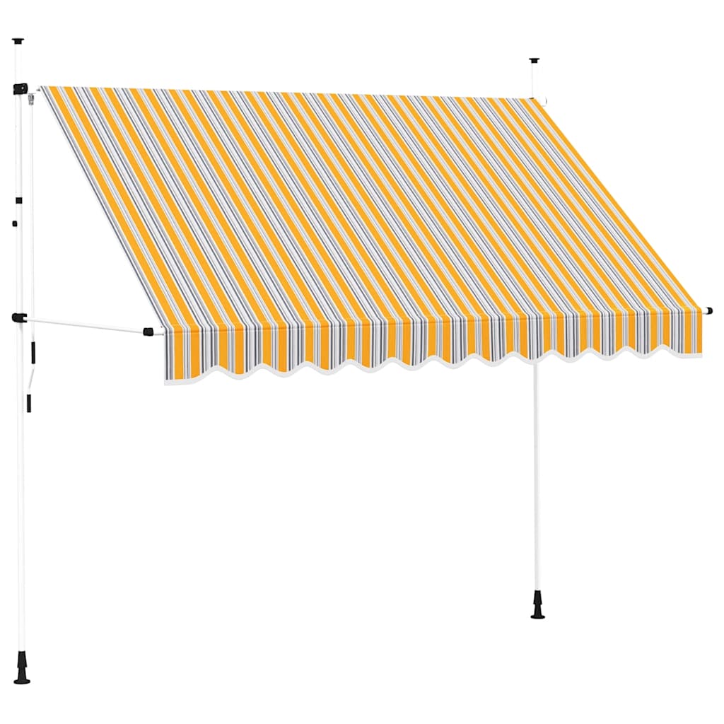 kézzel feltekerhető napellenző kék-sárga csíkokkal 300 cm