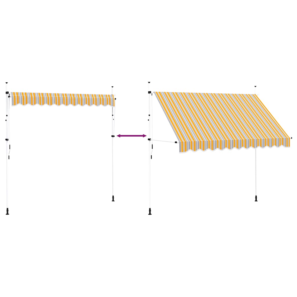 kézzel feltekerhető napellenző kék-sárga csíkokkal 300 cm
