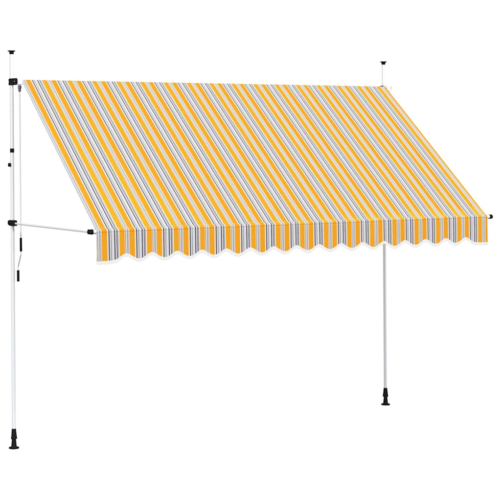 kézzel feltekerhető napellenző kék-sárga csíkokkal 350 cm