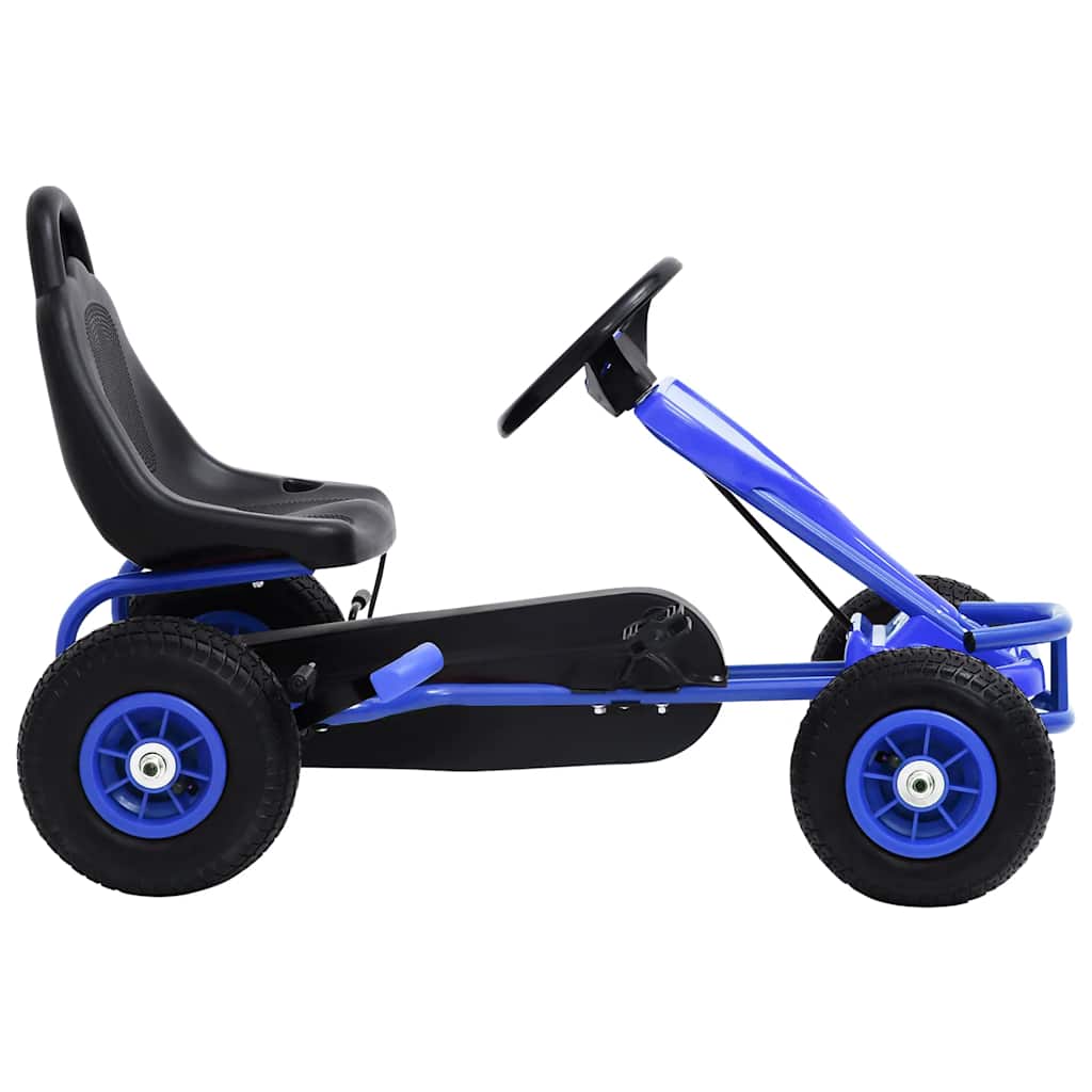 Kék pedálos gokart pneumatikus gumikkal