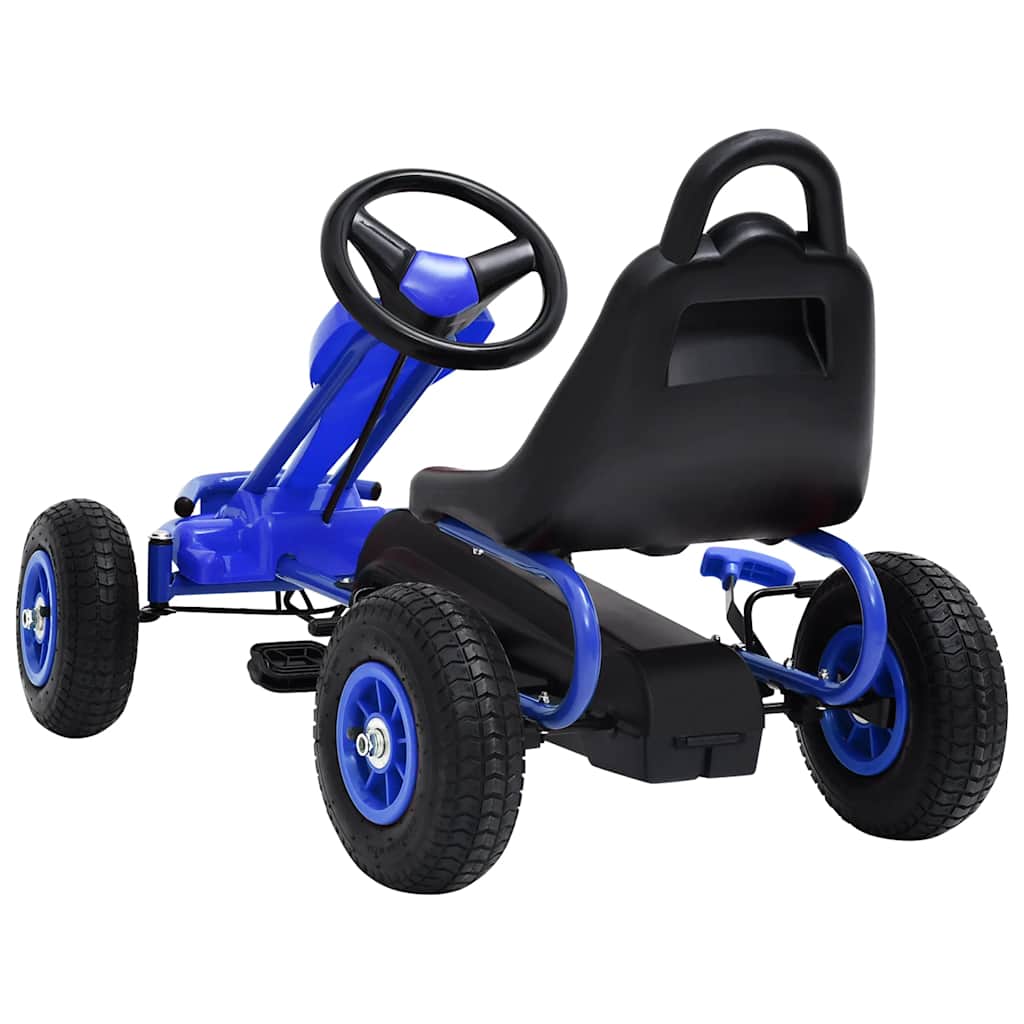Kék pedálos gokart pneumatikus gumikkal