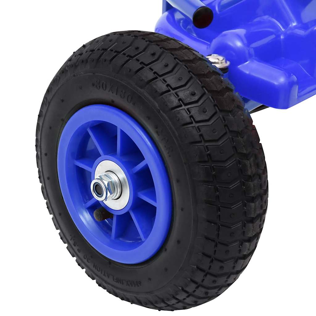Kék pedálos gokart pneumatikus gumikkal
