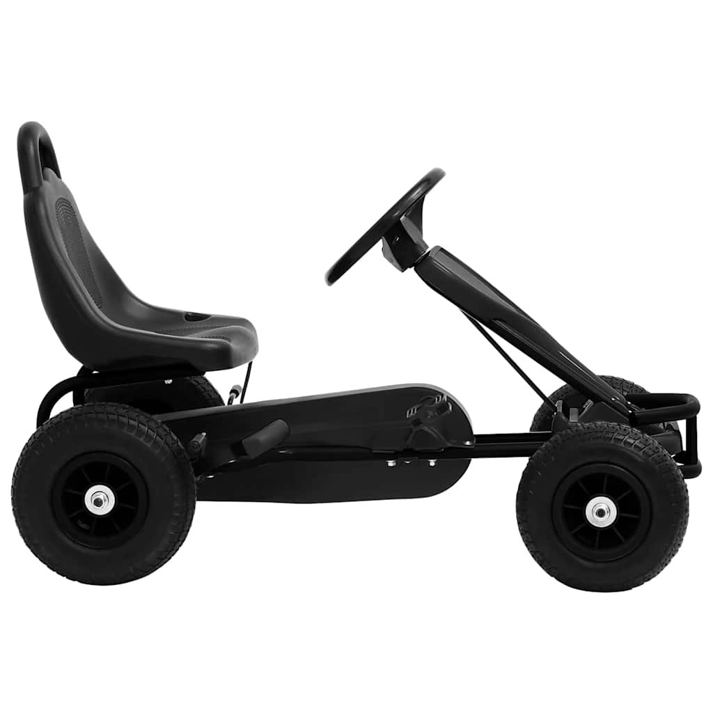 Fekete pedálos gokart pneumatikus gumikkal