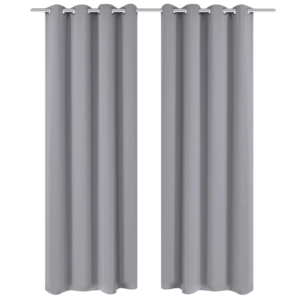 2 db szürke sötétítőfüggöny fém fűzőlyukakkal 135 x 175 cm