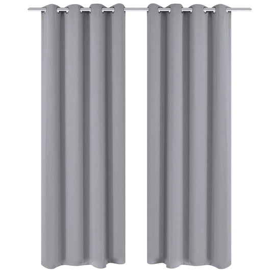 2 db szürke sötétítőfüggöny fém fűzőlyukakkal 135 x 175 cm