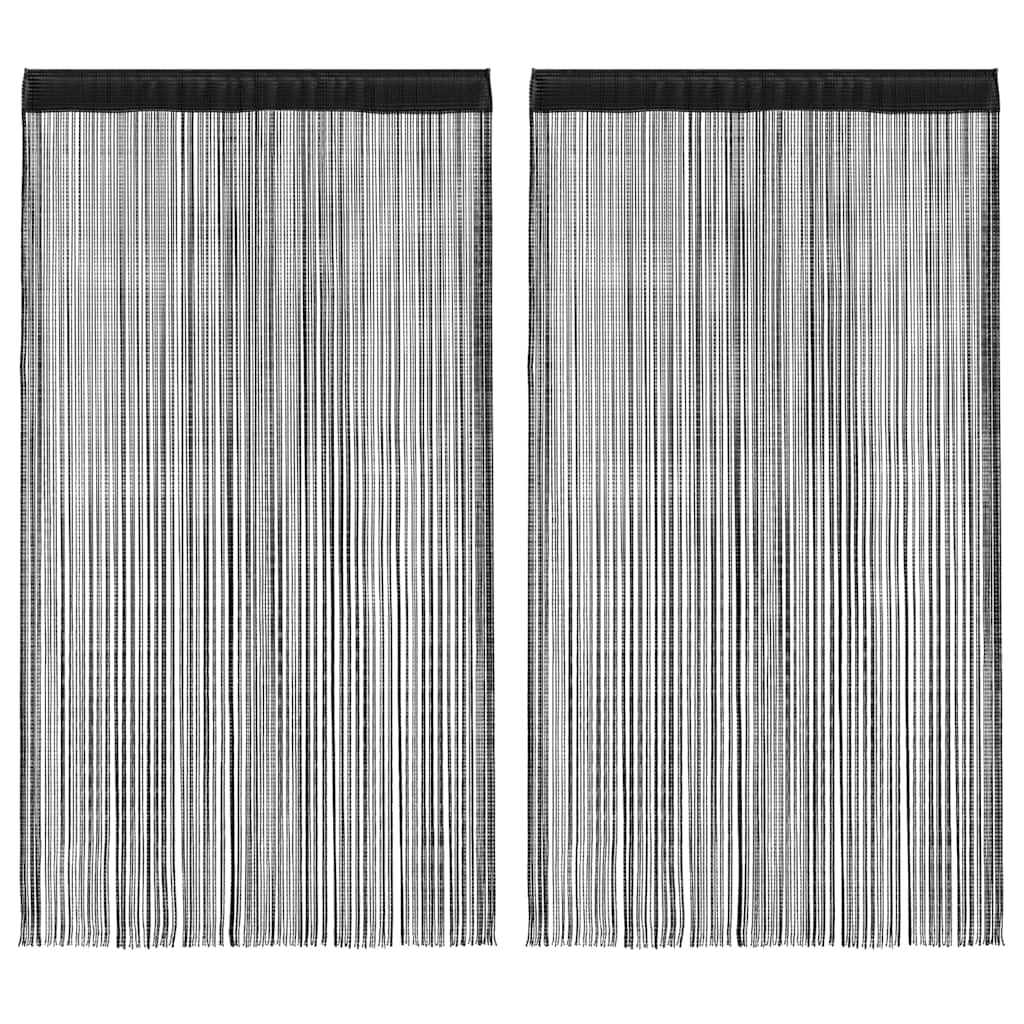 2 db fekete zsinórfüggöny 100 x 250 cm