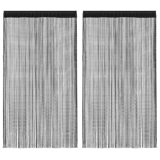 2 db fekete zsinórfüggöny 100 x 250 cm