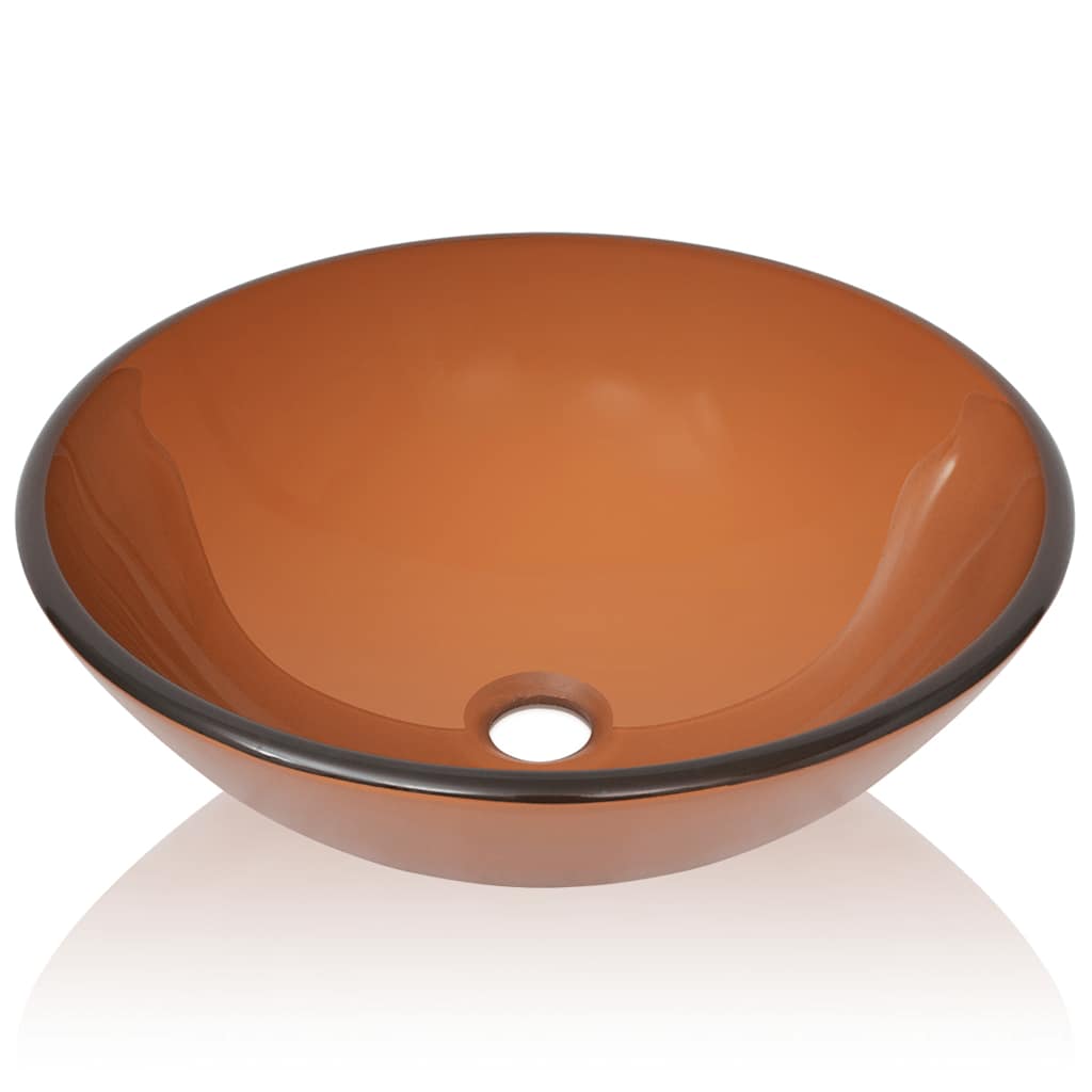 42 cm-es edzett üveg mosdókagyló barna