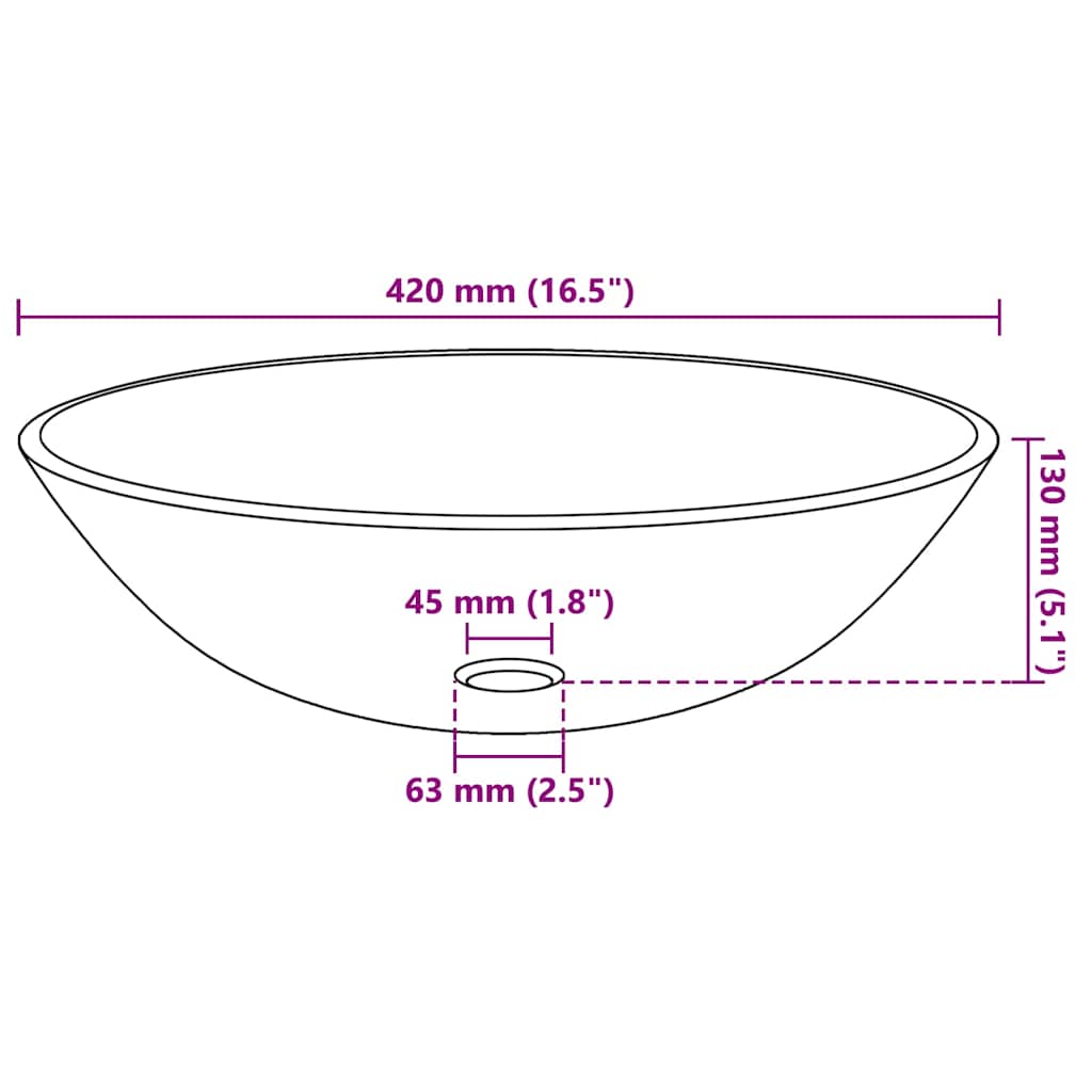 42 cm-es edzett üveg mosdókagyló barna